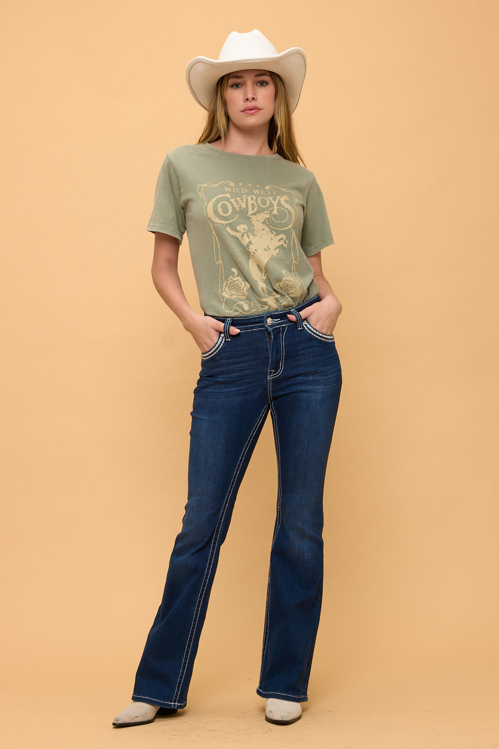 Cow Skull Dark Blue Bootcut WT-768 Size 1-15